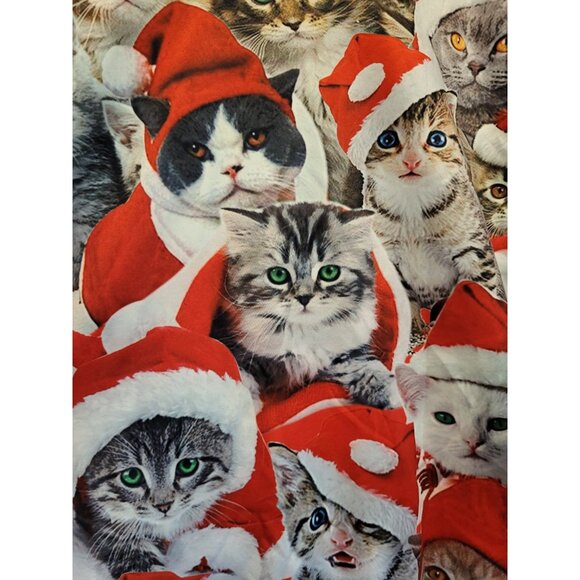 Unisex Christmas Cat Crew Neck Pullover Top Sz L - Picture 3 of 6